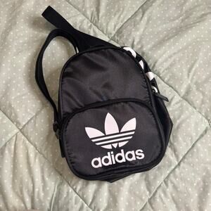 Adidas Originals Mini Backpack Black White Trefoil Logo Small Travel Bag